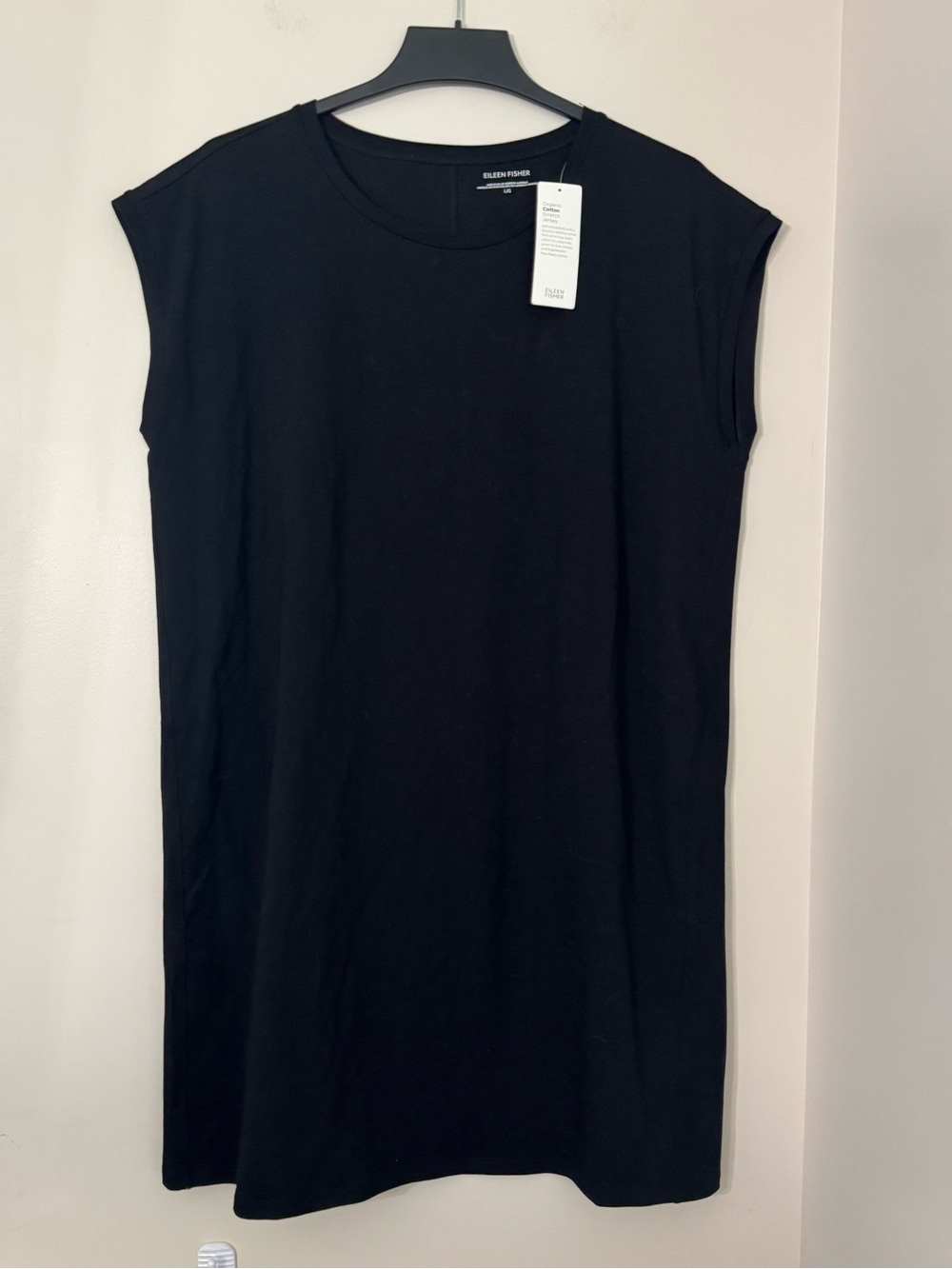 Eileen Fisher Black Cap Sleeve Knit Shift Dress